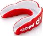 d3 Gebitsbeschermer Sport [dubbele laag gel maat voor volwassenen 12+] mondbescherming tanden voor contact sport boksen MMA kickboksen Muay Thai Rugby vechtsporten | Hygiënisch etui (rood/wit)