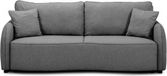 BARI canapé-lit 3 places - Tissu anthracite - Coffre de rangement - L215 x H89 x P100 cm