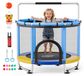 Trampoline pour enfants - Mini-trampoline pour le jardin, 150 cm - Avec filet de sécurité et poignée - Avec cerceau de basket et ballon - Avec sac de sable/punching ball - Convient pour une utilisation intérieure et extérieure - Bleu