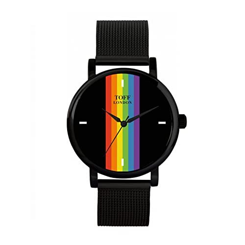 Toff London Pride Lineaire zwarte wapenstokken Horloge