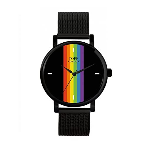 Toff London Pride Lineaire zwarte wapenstokken Horloge - 5059911106252