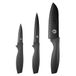 MasterChef Messenset, Messen Keuken Set (3-delige) met Santoku Koksmes, Schilmesjes & Universeelmes, Roestvrĳ Staal, Antiaanbakbladen, Volle Greep, SoftGrip Handgrepen, Scherpe Bladen, Zwarte