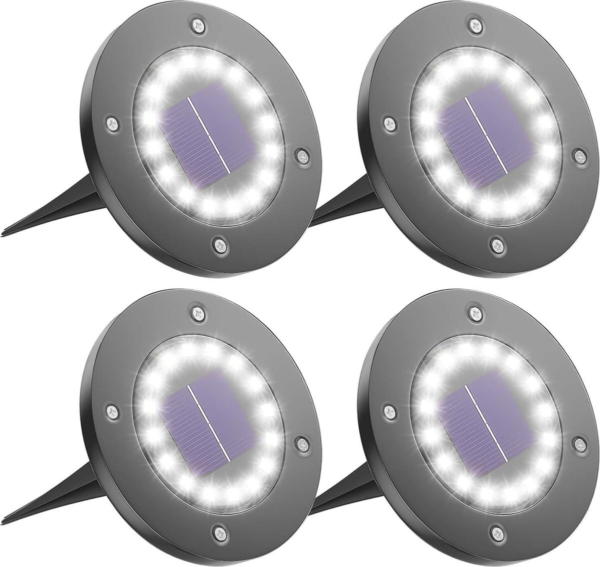 Shutterlight® Shutterlight Solar Grondspot - Matte Zwart - 16 LED - Wit Licht - 4 Stuks - Buiten