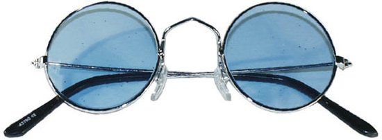 Faram Party - Zonnebril - Hippie Flower Power Sixties - ronde glazen - blauw