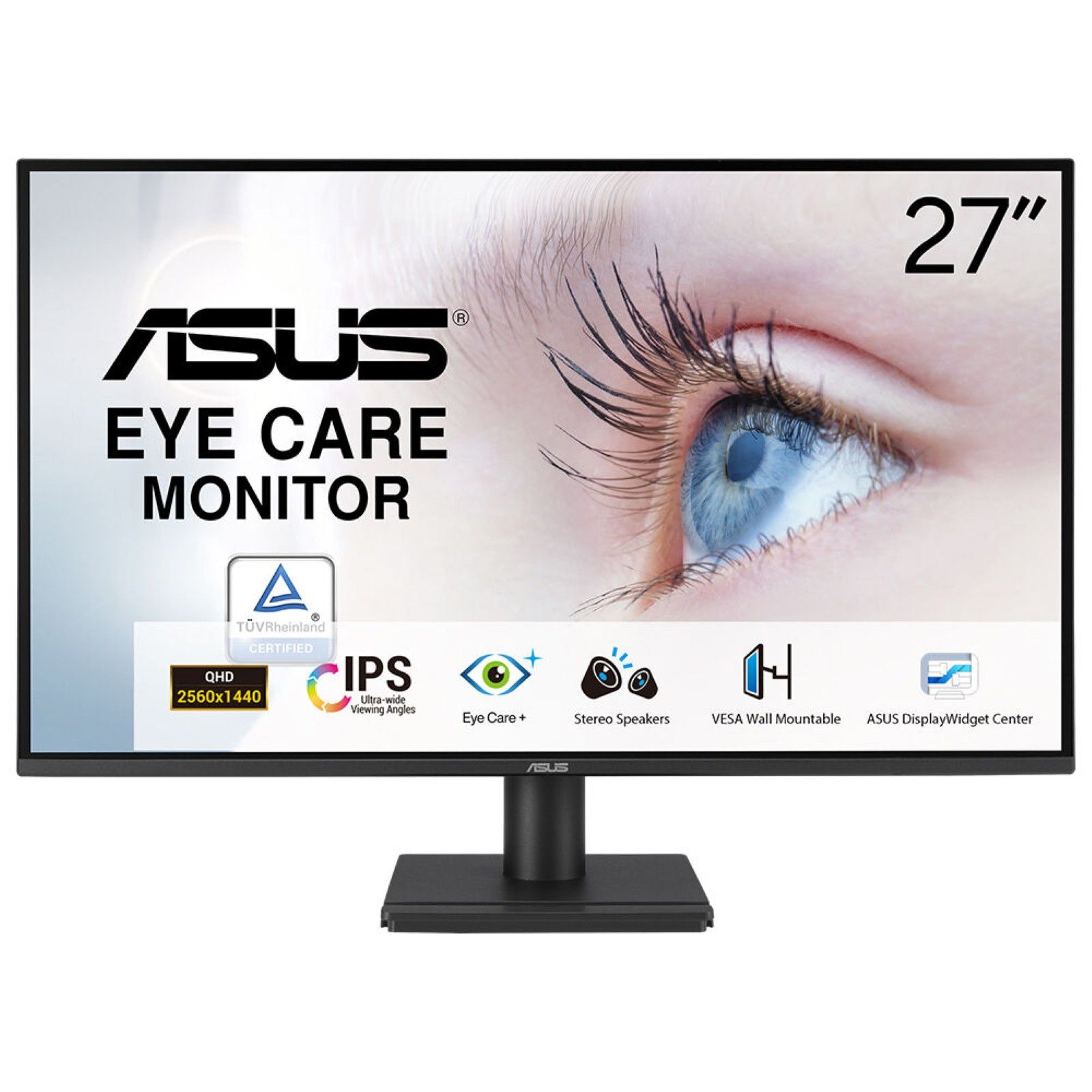 ASUS VA27AQ Eye Care - QHD IPS Monitor - EPEAT en TCO gecertificeerd - 75Hz - Speakers - 1ms - 27 Inch