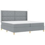 vidaXL Boxspring bed met hoofdeinde Lichtgrijs 200 x 200 cm Stof