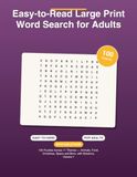 Easy-to-Read Large Print Word Search for Adults: 100 Puzzles Across 11 Themes — Animals, Food, Christmas, Space and More, with Solutions, Volume 1