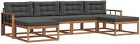 vidaXL Loungeset Bank Natuurlijk en Antraciet Acacia Hout 6-Persoons