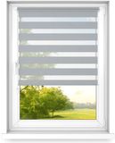 Fart Produkt time4blinds Dag en Nacht Dubbel Rolgordijn Mini - Raamrolgordijn Zonder Boren - Zonwering - 1200x2500 - Grijs - Links