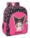 Safta Kuromi Sac à dos scolaire pour enfants, adaptable à la poussette, idéal pour les enfants d'âge scolaire, confortable et polyvalent, qualité et durabilité, 32 x 12 x 38 cm, noir/fuchsia, M
