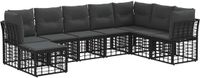 vidaXL Hoek loungeset Zwart Polyester 8 zitplekken