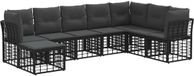 vidaXL Hoek loungeset Zwart Polyester 8 zitplekken