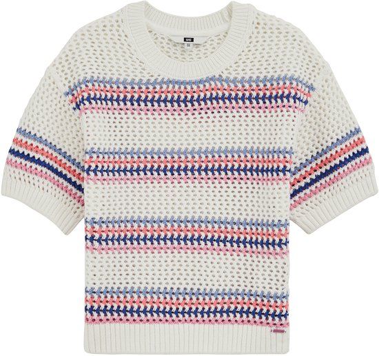 WE Fashion Meisjes gebreide trui met opengewerkt structuur - Maat 134/140