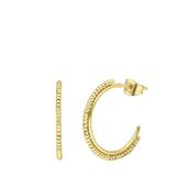 Lucardi Dames Gerecycled stalen goldplated oorbellen met bol