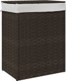 vidaXL Wasmand met deksel 46x33x60 cm poly rattan donkerbruin