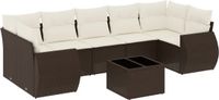 vidaXL 8-delige Loungeset met kussens, polyrattan, bruin