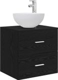 vidaXL Wandgemonteerde Wastafel Vanity Zwart eiken 49,5 x 35 x 63 cm