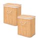 Kipit Wasmand van bamboe - 2x - wit / bruin - 60 liter - 40 x 30 x 50 cm - met deksel - met binnendoek