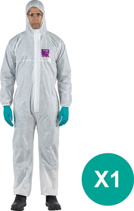 Ansell AlphaTec 1500/138 Overall - Chemical Protection - White - Size M