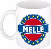 Bellatio Decorations Koffiemok Melle voornaam wit/blauw 300 ml