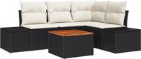 vidaXL Tuinbank Set 5-delig Zwart en Crème Poly Rattan