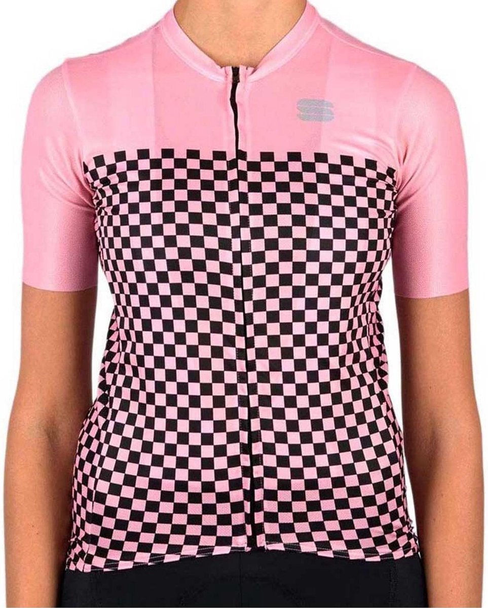 Sportful Sportful Checkmate Fietsshirt - Maat L - Vrouwen - roze - zwart