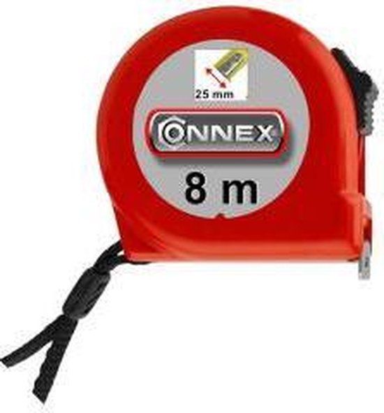 Connex Rolmeter 25mm 8m Rood/Zwart ABS