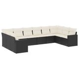 vidaXL 10-delige Loungeset met Kussens, Poly Rattan, Zwart