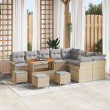 vidaXL Tuinbank Set 13-delig Beige en Lichtgrijs