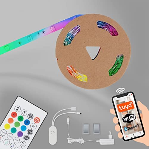 Briloner - RGBIC LED Strip 5m, Magic RGBIC lichtband kan worden ingekort, app control, afstandsbediening, muzieksensor, stembediening, LED band, LED strip, RGBIC LED strip