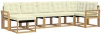 vidaXL - Hoek loungeset - 7 zitplekken - Wit en crème - Acacia hout