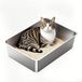 Merkloos Roestvrijstalen kattenbak zonder deksel, 50 x 35 x 15 cm, geschikt voor grote katten