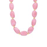 Lucardi Dames Stainless steel kralenketting voor dames - Ketting - Staal - Goudkleurig - 47 cm