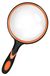 Loupe 110 mm, incassable, poignée souple, grossissement 10x, rouge-orange