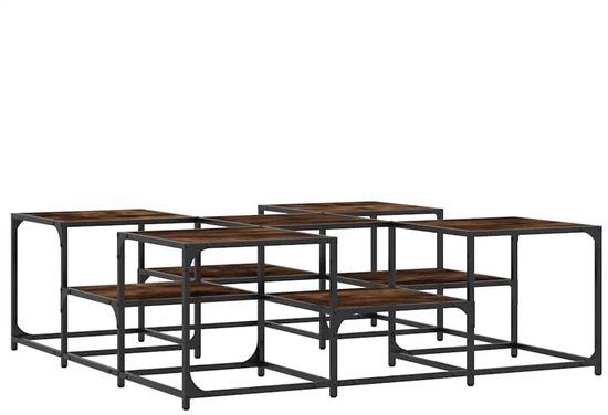 vidaXL Salontafel 121x121x40 cm bewerkt hout gerookt eikenkleurig