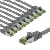 goobay 66115 CAT8.1 netwerkkabel set van 10 / patchkabel afgeschermd S/FTP/CU ethernetkabel, PiMF, LSZH, OFC/Cat 8.1 kabel met 40 Gbits/grijs/10 x 1 m