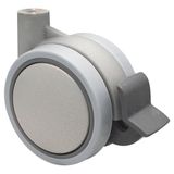 WAGNER Design 01003001 Meubelrol/zwenkwiel/dubbele wielen, zacht, diameter Ø 60 mm, bouwhoogte 70 mm, vergrendeling, zilver, draagkracht 50 kg