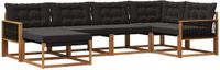 vidaXL - Buiten - bank - set - 6 - st - Naturel - en - Zwart - Massief - Acacia - Hout