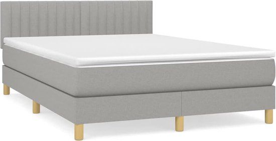vidaXL Boxspring met matras stof lichtgrijs 140x190 cm
