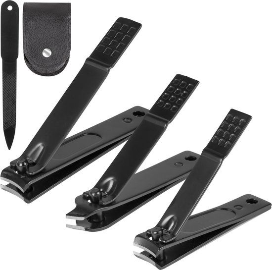 Nuvance Nagelknipper - 4 in 1 - Incl. Nagelvijl - Nageltang - Teennagelknipper - Kalknagel - Zwart