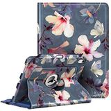 FINTIE Beschermhoes voor iPad Air 5e Generatie 10,9 inch 2022/iPad Air 4e generatie 2020 - [Stylus Storage] 360° draaibare beschermhoes met automatische slaap-/wekfunctie, hibiscus bloemen