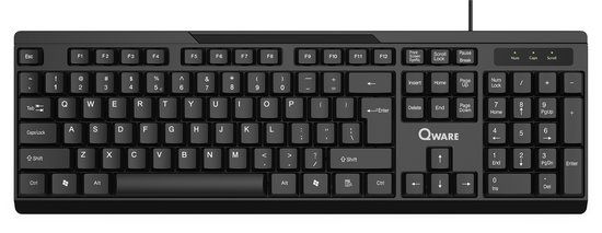 Qware Office Bedraad Toetsenbord - Liverpool - Zwart - QWERTY - US Layout