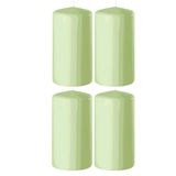 Enlightening Candles Bougie cylindrique/bougie pilier - 4x - vert clair - D6 x H10 cm - 36 heures de combustion