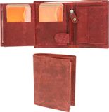 Lederen Discountershop B.V. Portemonnee Leren Mannen & Vrouwen - 8 Pasjeshouders, Ritsvak, Muntvak & Meer - Billfold Unisex Portemonnee - Rood - RFID Portefeuille Heren & Dames - 11x9x2 cm - Kerstcadeau