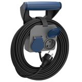 SIMON Verlengkabel voor experts, 10 m, 16 A, 230 V ~ H05RR-F 4G1,5 MM2 met pen zwart/grijs/blauw Simon