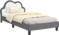 vidaXL Bedframe met hoofdeinde, lichtgrijs, 90 x 190 cm, PU