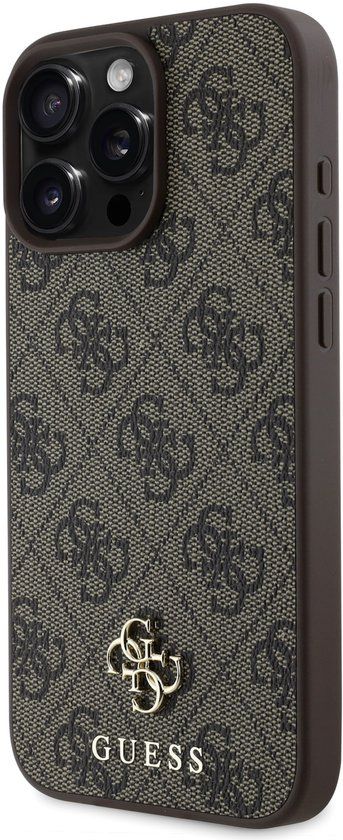 Guess 4G Metal Logo Backcover geschikt voor MagSafe geschikt voor iPhone 16 Pro - Bruin