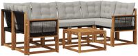 vidaXL Hoek loungeset 6 zitplaatsen Naturel en lichtgrijs Acacia hout