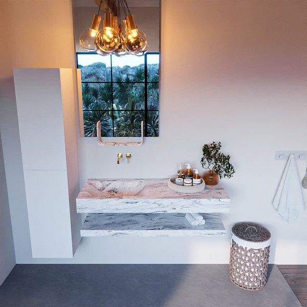 MONDIAZ ALAN - DLUX Badkamermeubelset - 120cm - Glace - wasbak links - Glace ADX120GlaPLL0Gla