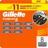 Gillette Fusion5, 8 originele reservemesjes, scheermesjes voor heren met grotere glijstrip voor zacht glijden en 5 messen voor een ongelooflijk grondige en comfortabele scheerbeurt